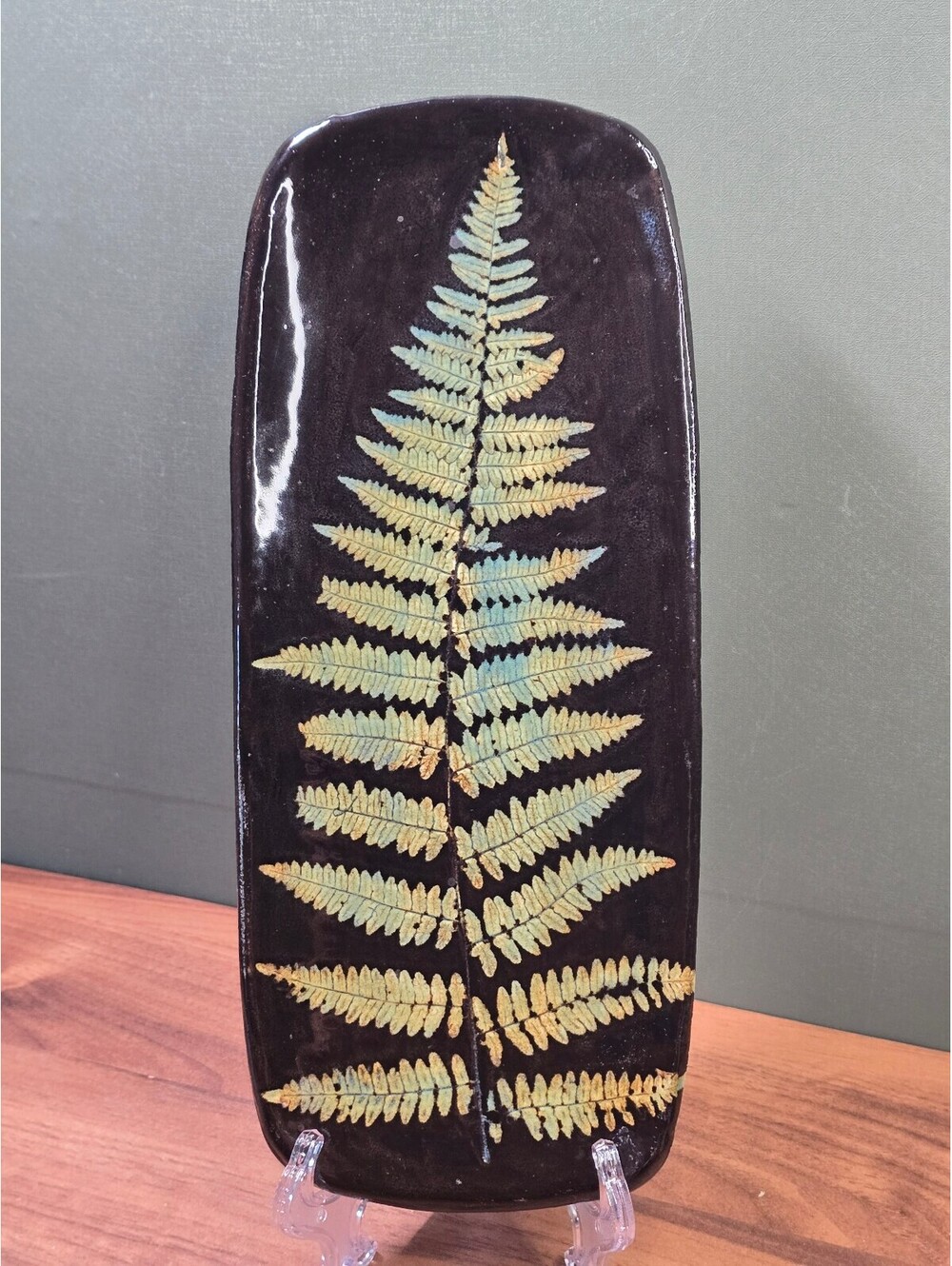 Lauren Signed Ceramic Fern Leaf Decorative Tray